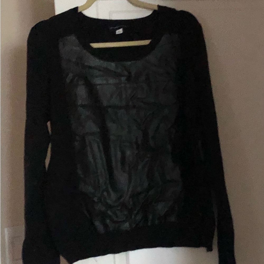 Black vegan leather sweater
